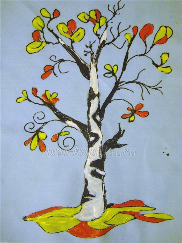Осіннє дерево в техніці холодний батик. Майстер-клас з малювання